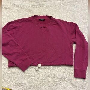 La Hearts Distressed Crop Sweatshirt w/ Waist Tie